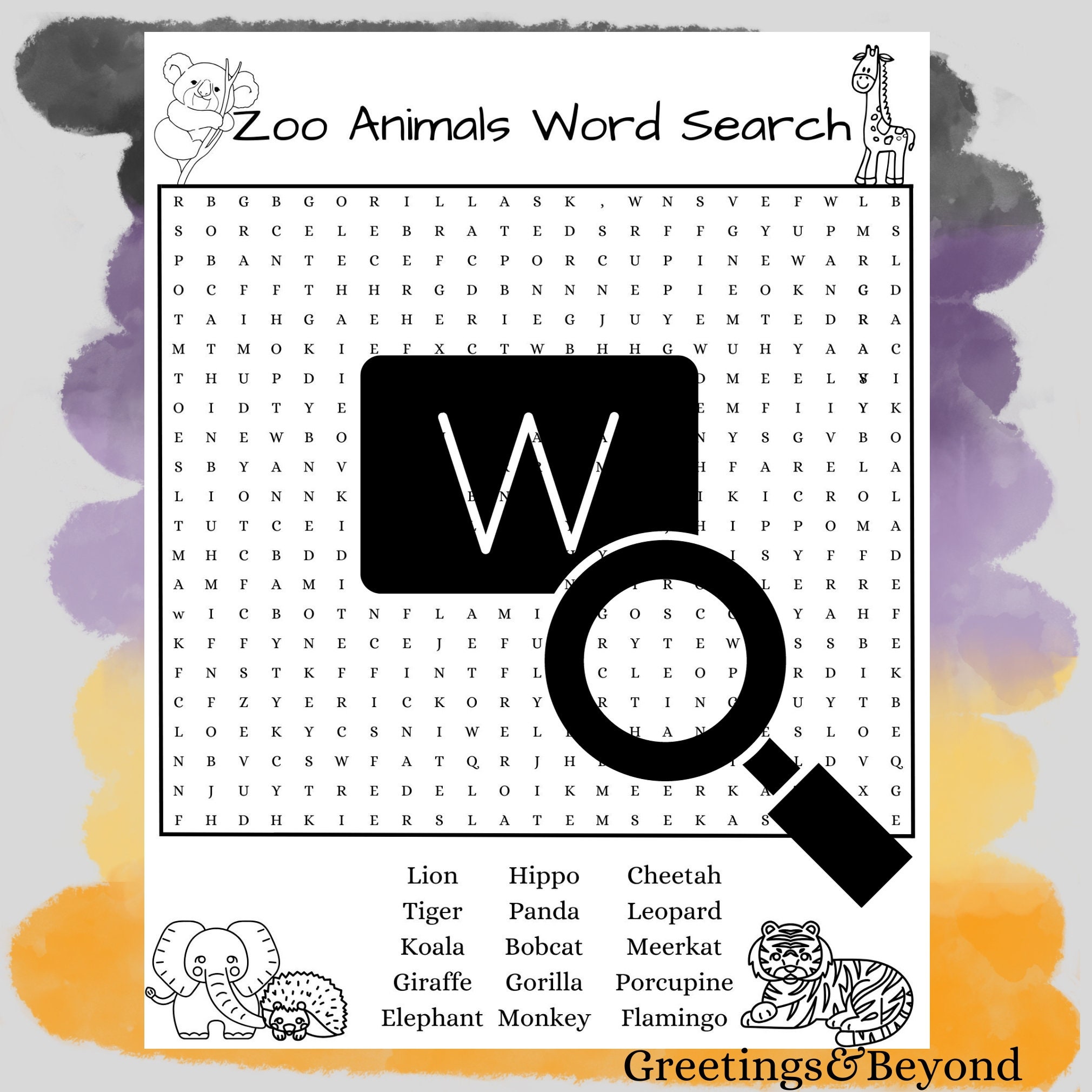 Zoo Animal Word Search L Instant Download L Printable PDF - Etsy