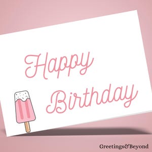 Popsicle Birthday Card, Printable Digital Download Card, 7x5 size card, Printable PDF, Instant Download Birthday Card