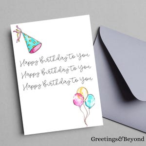 Happy Birthday to You Birthday Card, 5x7 size card, Printable Digital Download, Printable Blank Card, Instant Download Birthday Card
