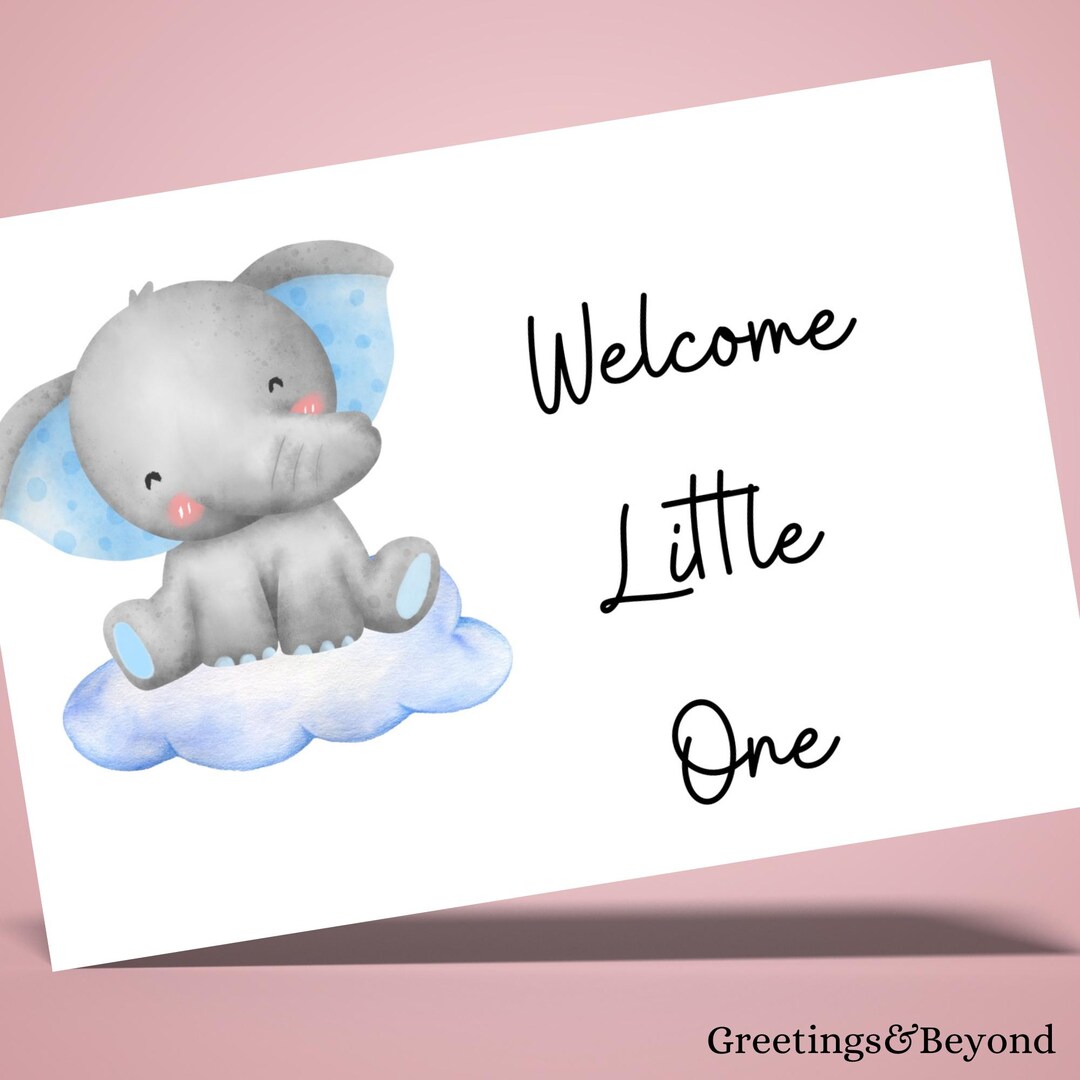 Elephant Baby Shower Card: Printable 7x5 Greeting Card (digital ...