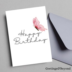 Butterfly Happy Birthday Card, Printable Digital Download Card, 5x7 size card, Printable Blank Card, Instant Download Birthday Card