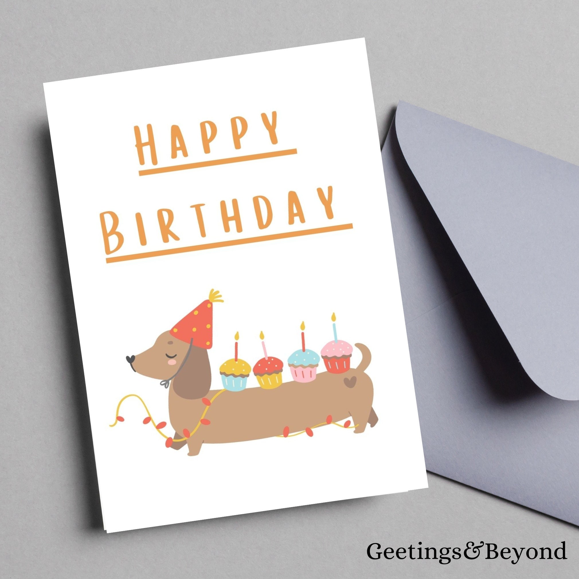 Dachshund Birthday Card: Printable 5x7 Digital Download - Etsy