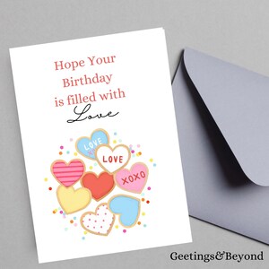 Love Heart Cookies Birthday Card: 5x7 Printable Card (Digital Download)