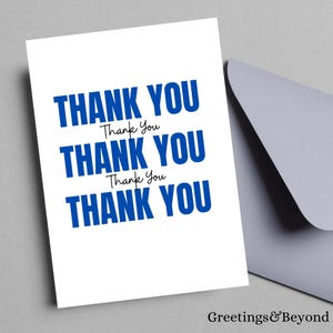 Thank You Thank You Thank You Card, Printable Digital Download Card, 5x7 size card, Printable Thank You Blank Card