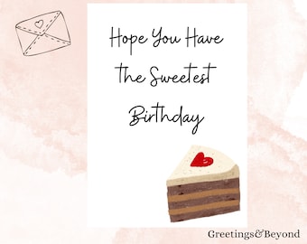Birthday Cake Heart l Digital Download l 5x7 l Printable Blank Card