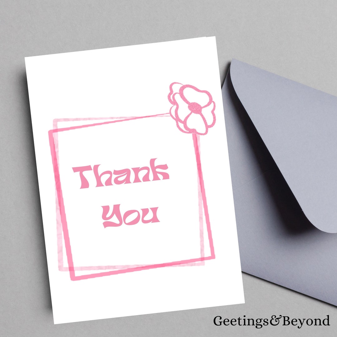Pink Flower Thank You Card: Printable 5x7 PDF (digital Download - Etsy ...