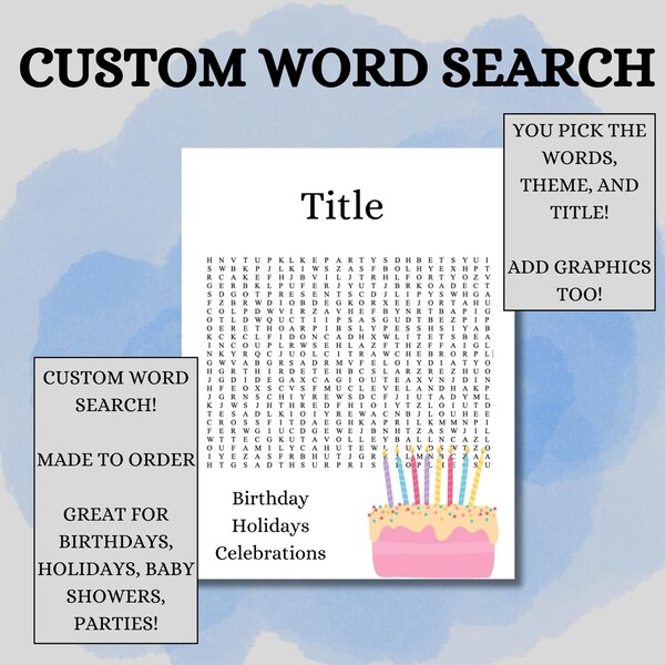 Custom Word Search l Instant Download l Printable PDF