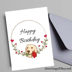 Golden Retriever Birthday Card, Printable Digital Download Card, 5x7 size card, Printable Blank Card, Instant Download Birthday Card