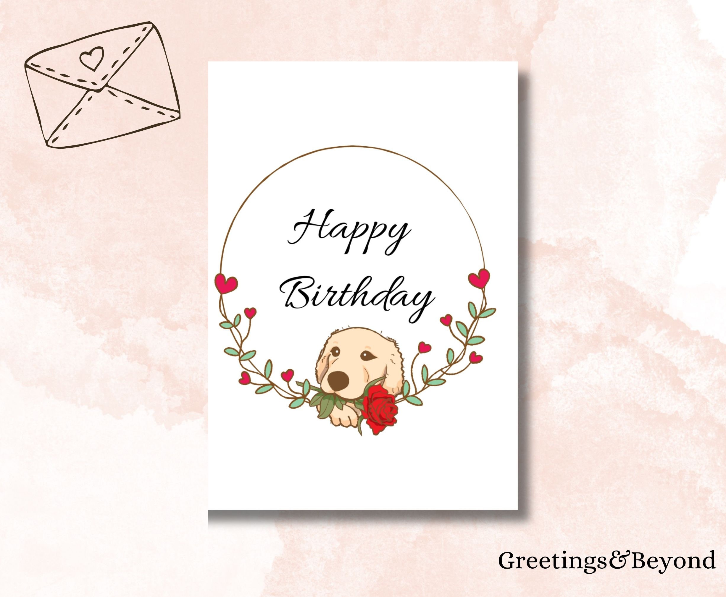 Printable Golden Retriever Birthday Card L Digital Download L 5x7 L ...