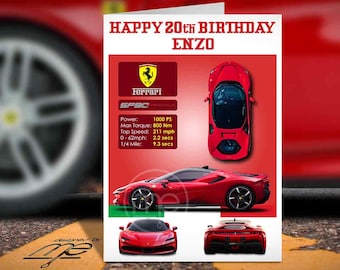 Personalised Ferrari SF90 Stradale Birthday Card