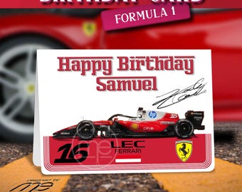 Personalised Charles Leclerc Ferrari Formula One F1 Birthday Card