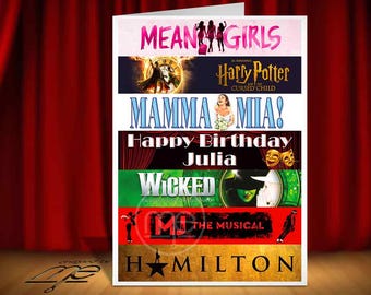 Personalised West End Musical Theatre Birthday Card