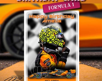 Personalised Lando Norris McLaren Formula One F1 Birthday Card
