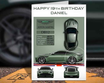 Personalised Aston Martin DB12 Birthday Card
