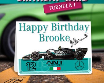 Personalised Kimi Antonelli Mercedes Formula One F1 Birthday Card