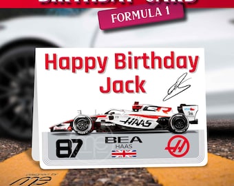 Personalised Ollie Bearman Haas Formula One F1 Birthday Card