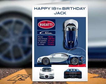 Personalised Bugatti Chiron Birthday Card
