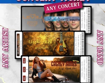 Personalised Souvenir Concert Ticket, Surprise Custom Gig Voucher with Event Photo, Artist or Band Memorabilia Gift
