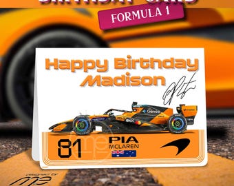 Personalised Oscar Piastri McLaren Formula One F1 Birthday Card