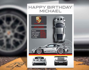 Personalised Porsche 911 GT3 RS Birthday Card