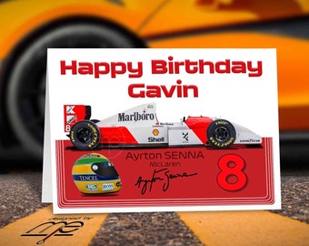 Personalised Ayrton Senna McLaren Formula One F1 Birthday Card