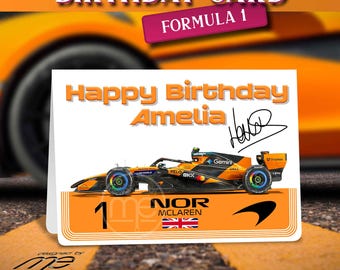 Personalised Lando Norris McLaren Formula One F1 Birthday Card