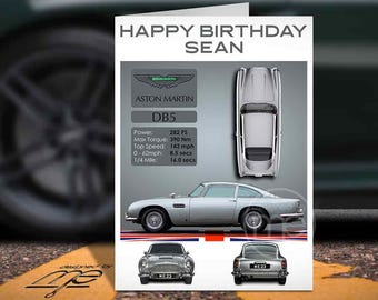 Personalised Aston Martin DB5 Birthday Card