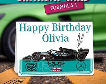 Personalised George Russell Mercedes Formula One F1 Birthday Card