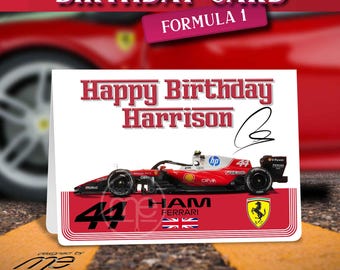 Personalised Lewis Hamilton Ferrari Formula One F1 Birthday Card