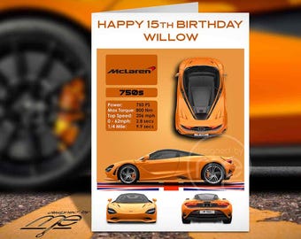 Personalised McLaren 750s Birthday Card