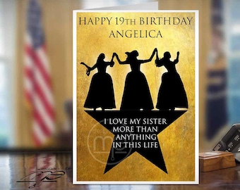 Personalised Hamilton Schuyler Sisters Birthday Card