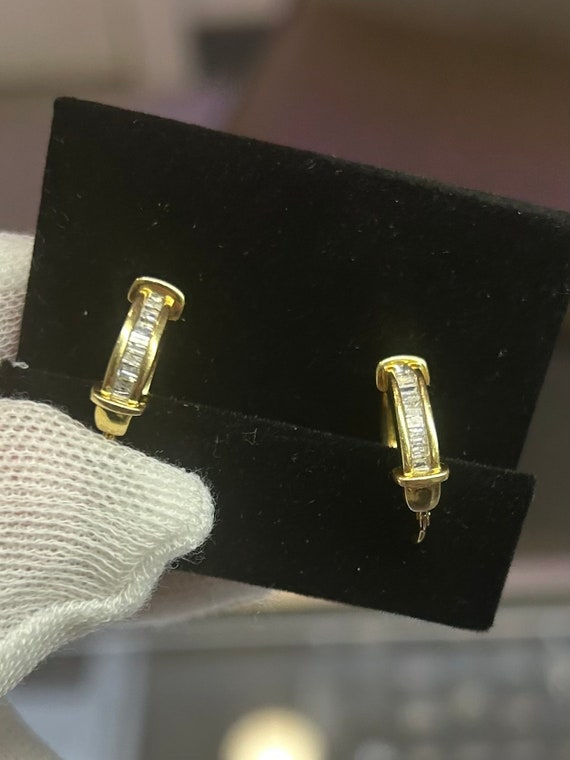 14kt Yellow Gold .60 CT Diamond Huggie Earrings - image 1