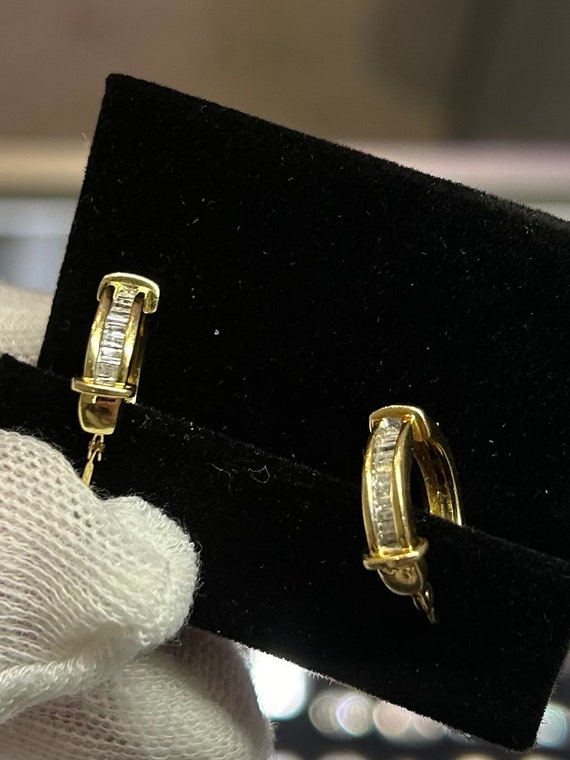 14kt Yellow Gold .60 CT Diamond Huggie Earrings - image 4
