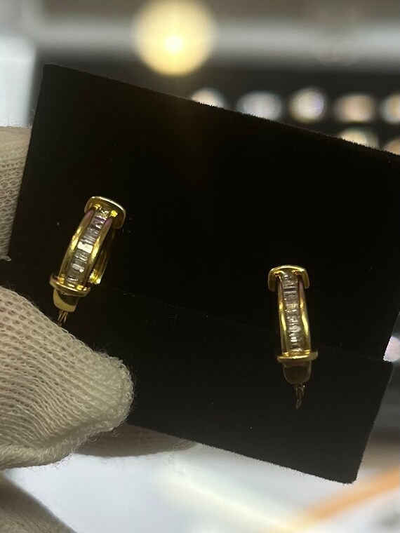 14kt Yellow Gold .60 CT Diamond Huggie Earrings - image 2
