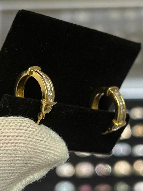 14kt Yellow Gold .60 CT Diamond Huggie Earrings - image 5