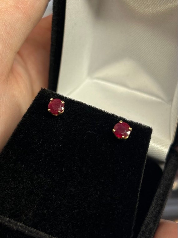 14kt Yellow Gold .80 CT Ruby Studs