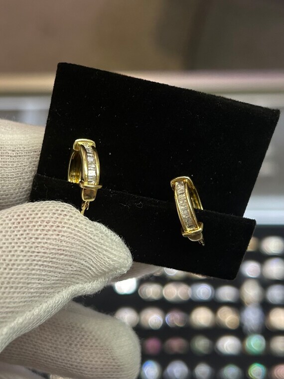 14kt Yellow Gold .60 CT Diamond Huggie Earrings - image 6
