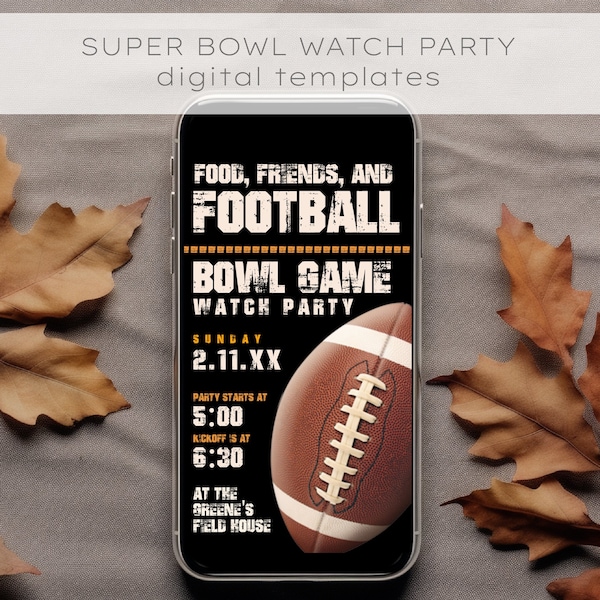 Bowl Game Party Invitation Digital Template, Bowl Game Party, Football Watch Party, Watch Party, Football Team Party Invitation, Bowl Game