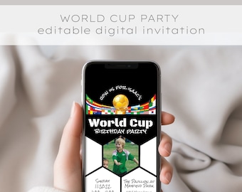 Convite para festa de aniversário da Copa do Mundo: convite com texto editável (digital)