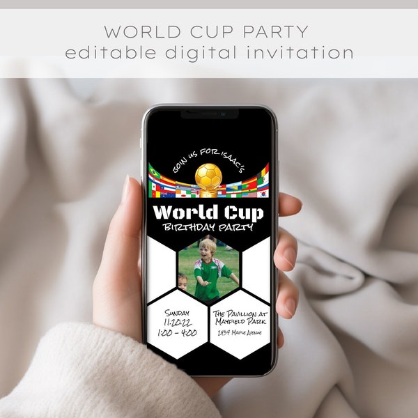 World Cup Birthday Party Invitation Digital Template, World Cup Text Invitation, Soccer Party Text Invitation, Soccer Party, Futbol Invite