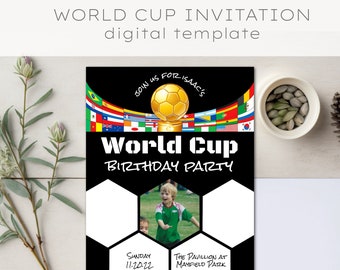 Convite para festa de aniversário da Copa do Mundo: modelo para impressão 5x7 (download digital)
