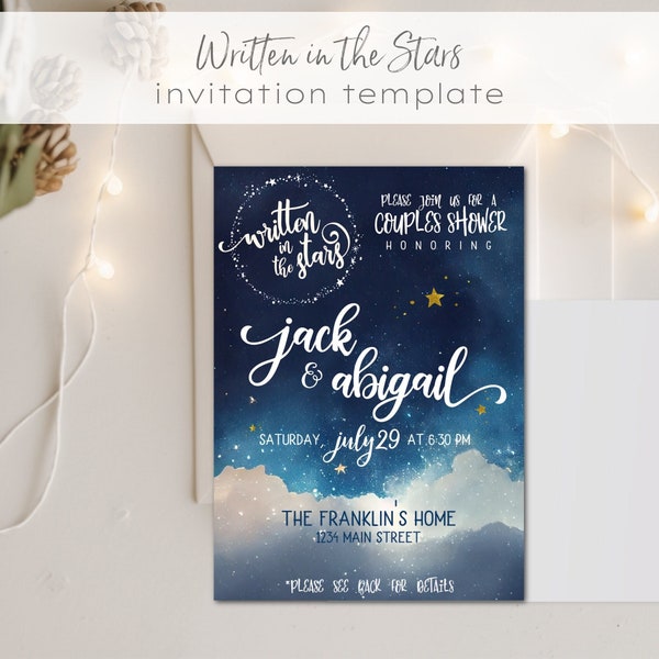 Written in the Stars Invitations, Engagement Party invitations, Bridal Shower, Couples Shower, Written in the Stars Wedding, Romantic Shower