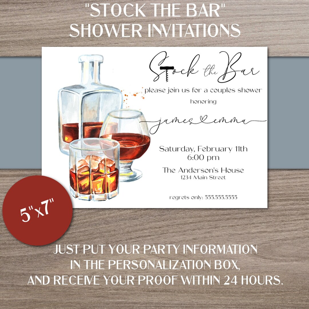 Stock the Bar Shower Invitation Bridal Shower Couples Etsy
