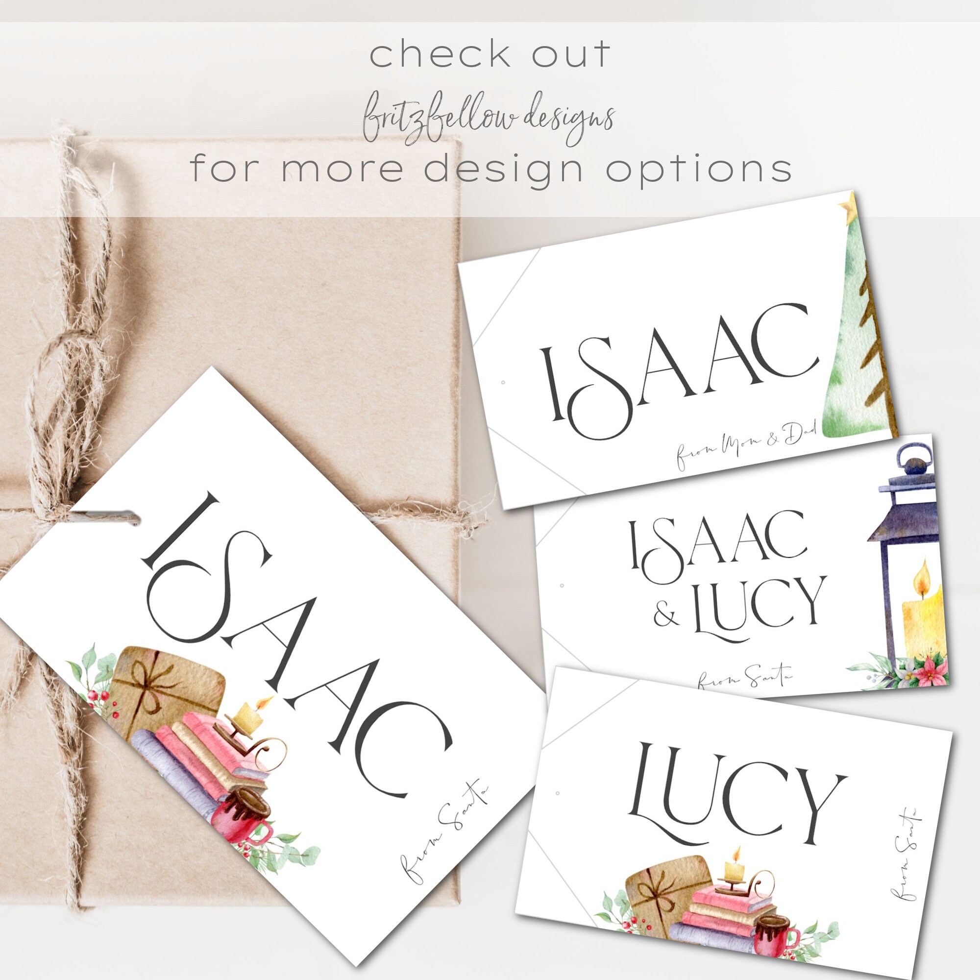Christmas Script Gift Tags, Personalized Printable (instant Download ...