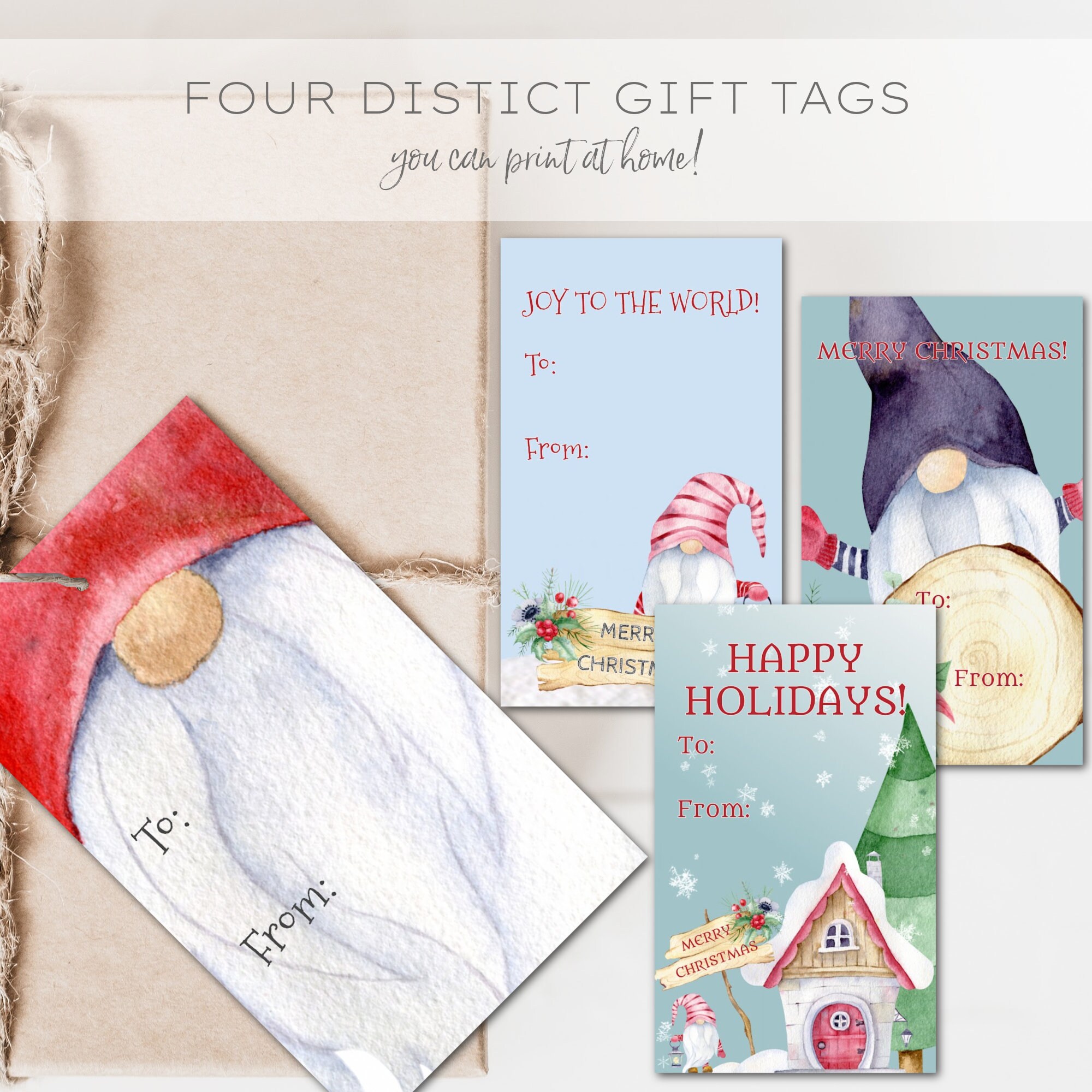 Gnome Christmas Gift Tags, Printable Holiday Tags (digital Download) - Etsy