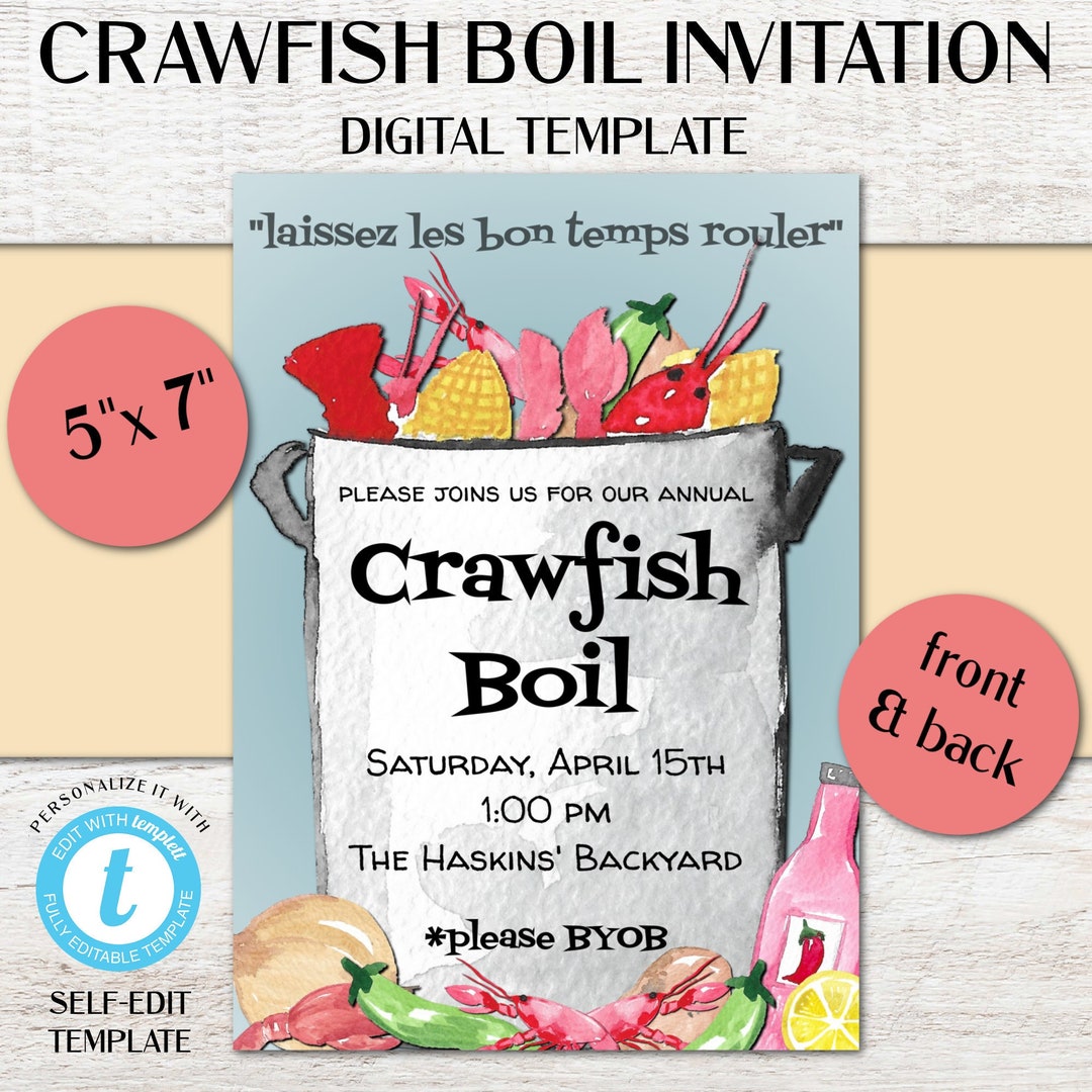Crawfish Boil Invitation Digital Template Cajun Party Etsy Crawfish Boil Invitation Digital Template Cajun Party Etsy