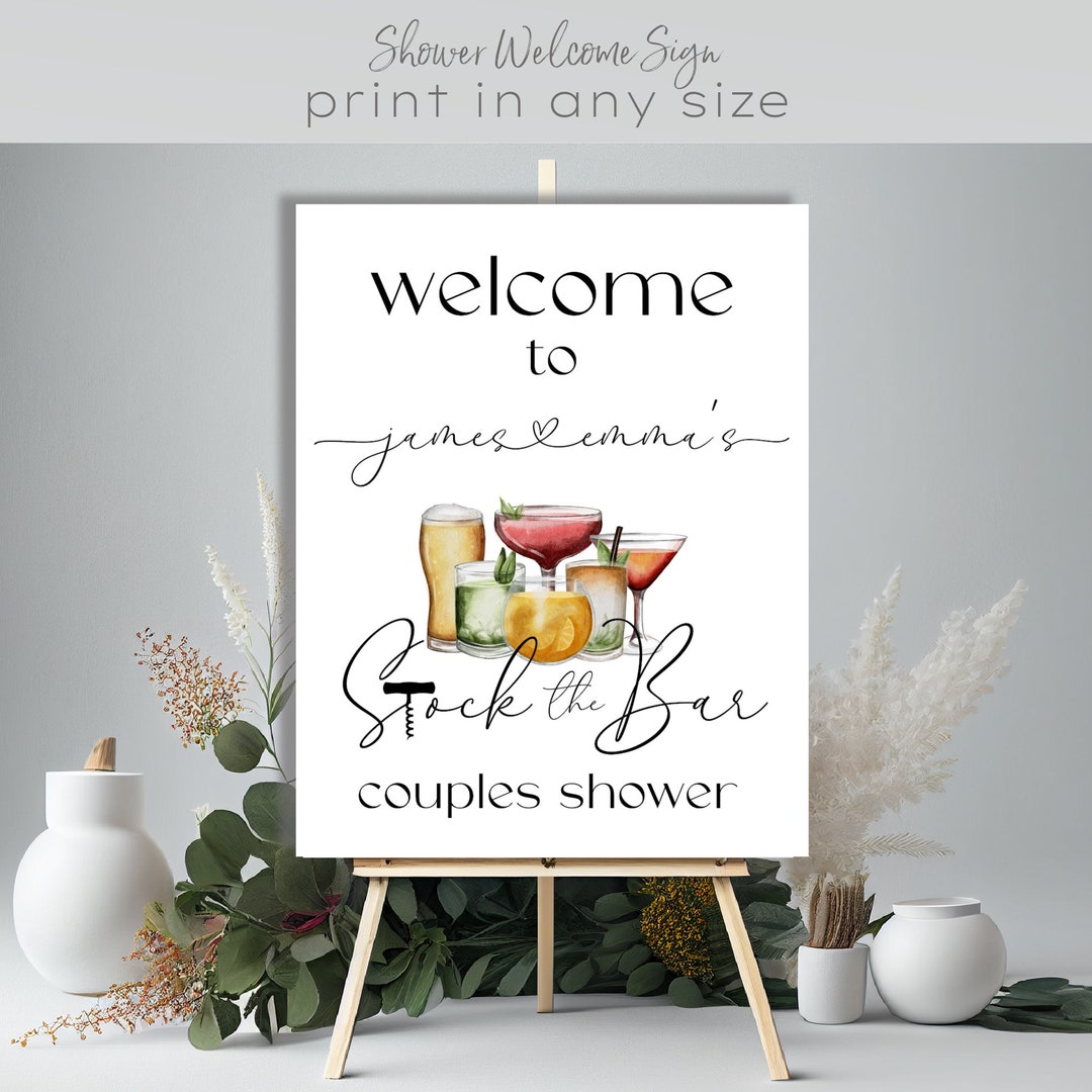 Stock the Bar Shower Sign Bridal Shower Couples Etsy