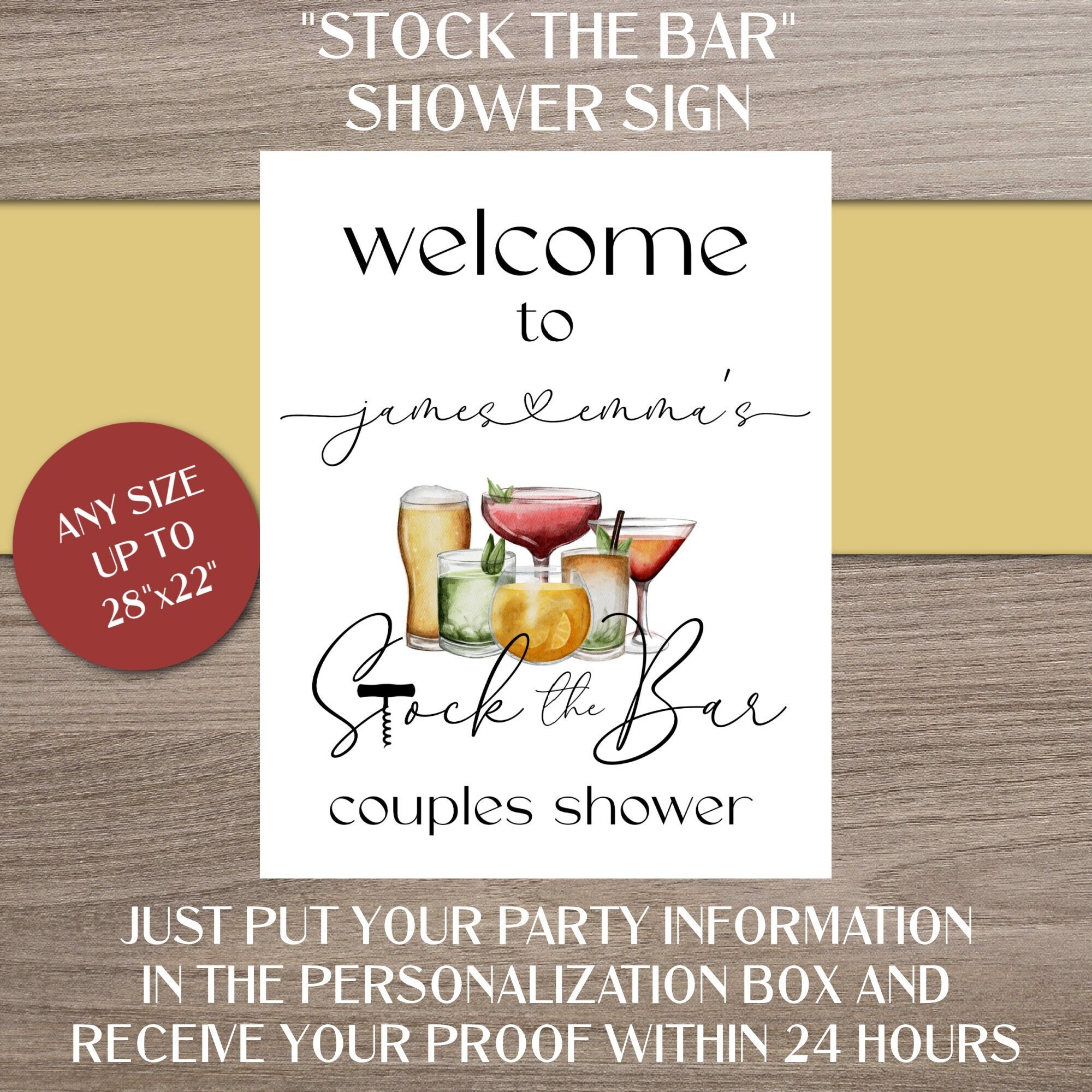 Stock the Bar Shower Sign Bridal Shower Couples Etsy