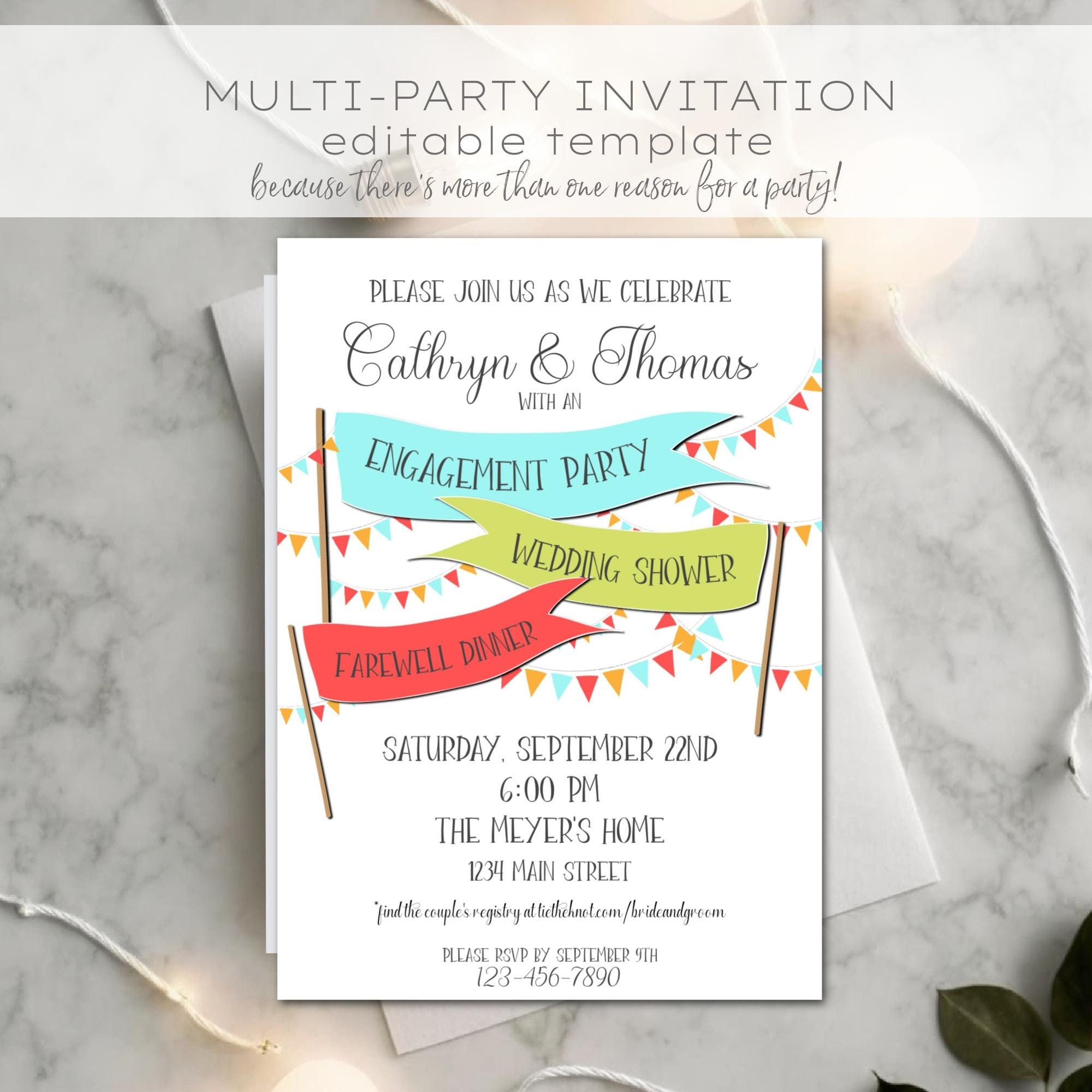 Multi Page Invitations Multi-event Party Invitation Template: Birthday, Retirement, Engagement ...