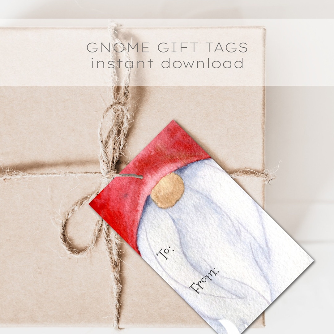 Gnome Christmas Gift Tags, Printable Holiday Tags (digital Download) - Etsy